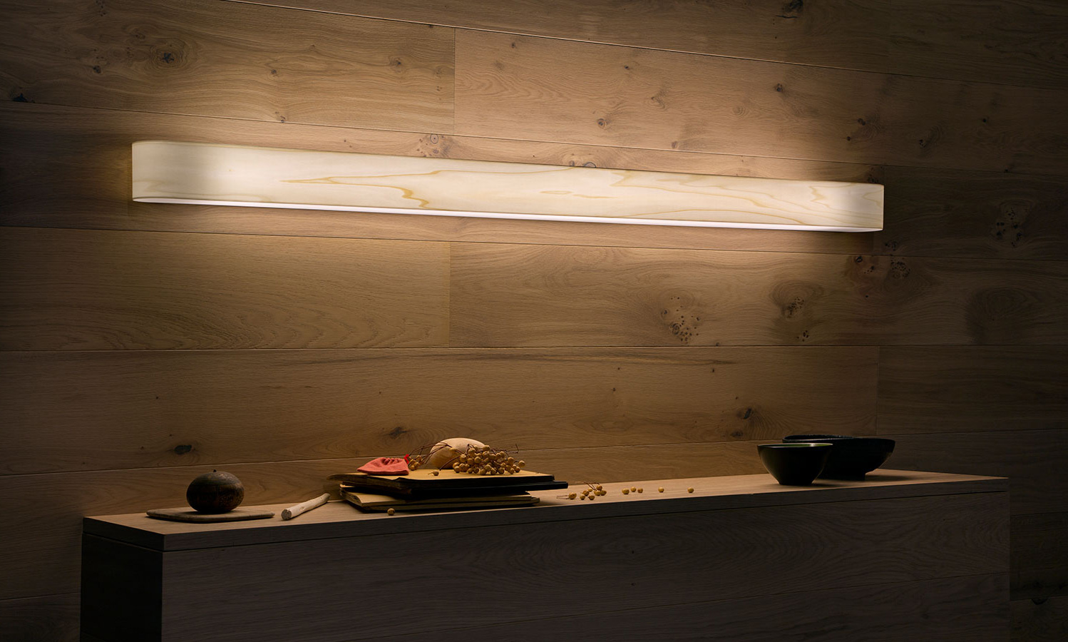 LZF Lamps | I-Club, Slim Wall Lamp. Organic space | Wood touched by Light | Handmade Wood Lighting since 1994