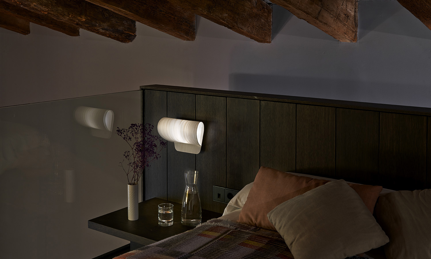 LZF Lamps | Pleg, Wall Lamp. Caro Hotel Room | Wood touched by Light | Handmade Wood Lighting since 1994