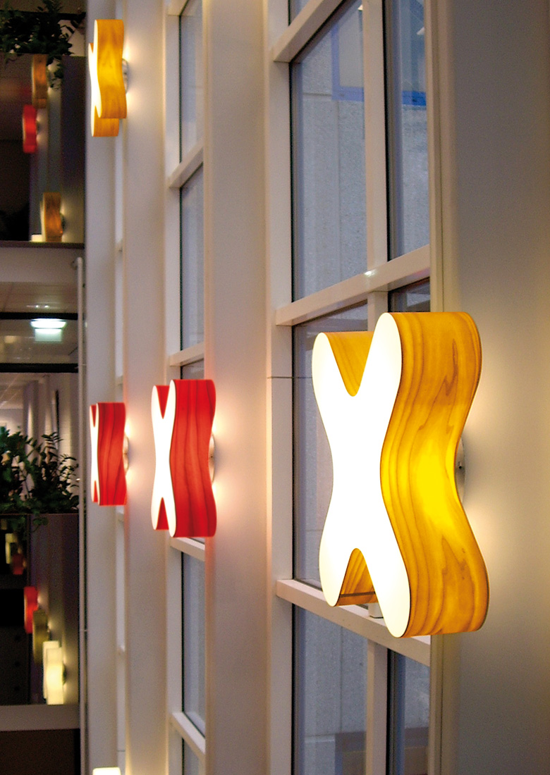 LZF Lamps | X-Club, Wall Lamp. Conexxion, Headoffice Public Transport | Wood touched by Light | Handmade Wood Lighting since 1994