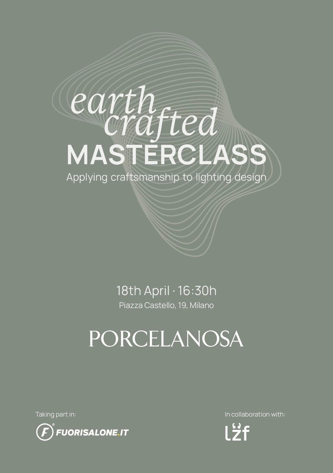 Poster announcing the masterclass in collaboration with the founders of LZF Lamps, Mariví Calvo and Sandro Tothill.