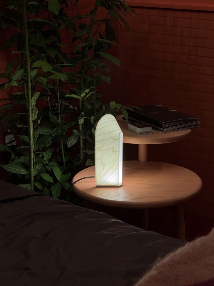New Igloo table lamp by Studio 11 for LZF at APPARTAMENTO SPAGNOLO in Milan Design Week 2025 – handcrafted wood lighting
