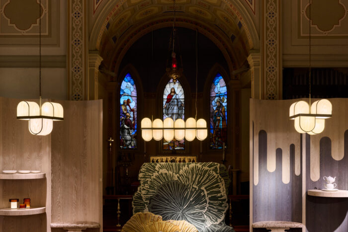 Osca lamp by LZF at MENU Milan Design Week 2025 – handcrafted wood lighting