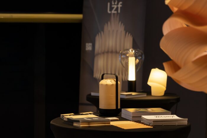 Exhibition stand during the event in Warsaw, with our table lamps: MiniChou, Eris and Tiny.